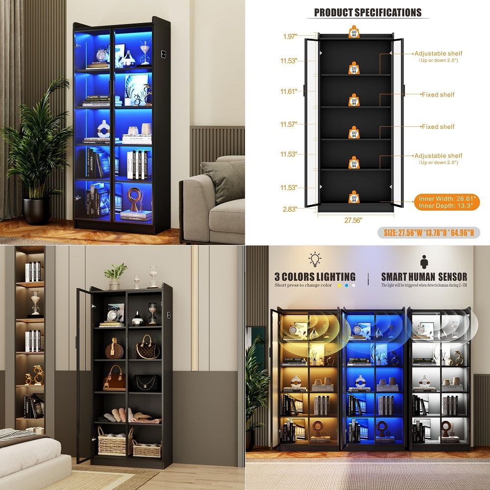 Lighting - Ayarlanabilir Raflı Vitrin, LED Işıklı İnsan
