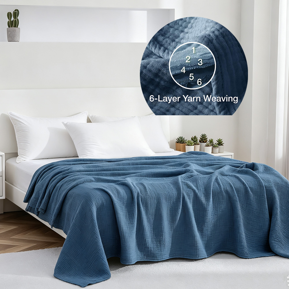 Muslin Cotton Bedspread - 6 Katmanlı Pamuklu Muslin Battaniyeler Hafif