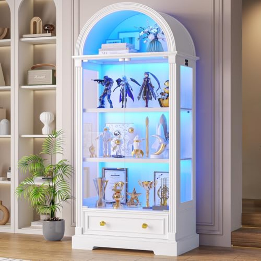 Lighting - Oturma odası için kavisli vitrin, temperli