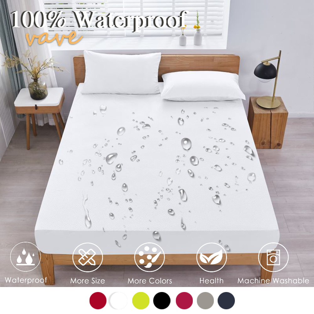 Waterproof Mattress Protector Breathable - Elastik bant kaymaz kapak ile 100%