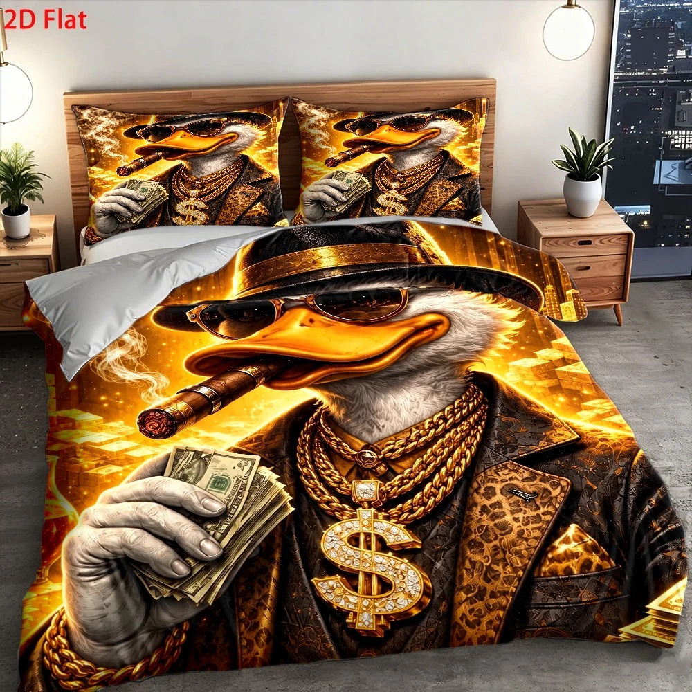 Duvet Cover Sets With Zipper - Zengin Ördek Temalı Yatak Örtüsü Takımı,