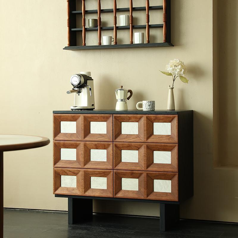 Storage & Organization - Ortaçağ tarzı altı çekmeceli dolap, kontrast