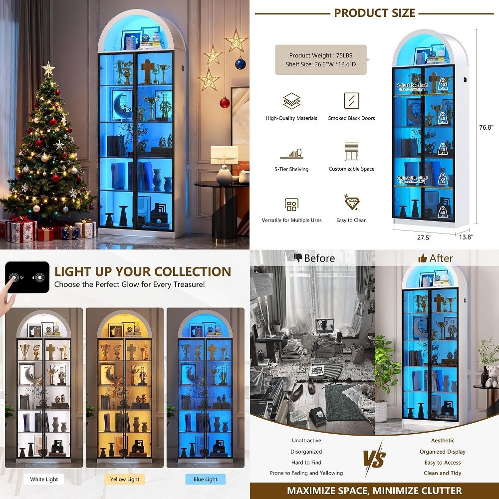 Lighting - Kapaklı ve Ayarlanabilir Raflı Vitrin, LED