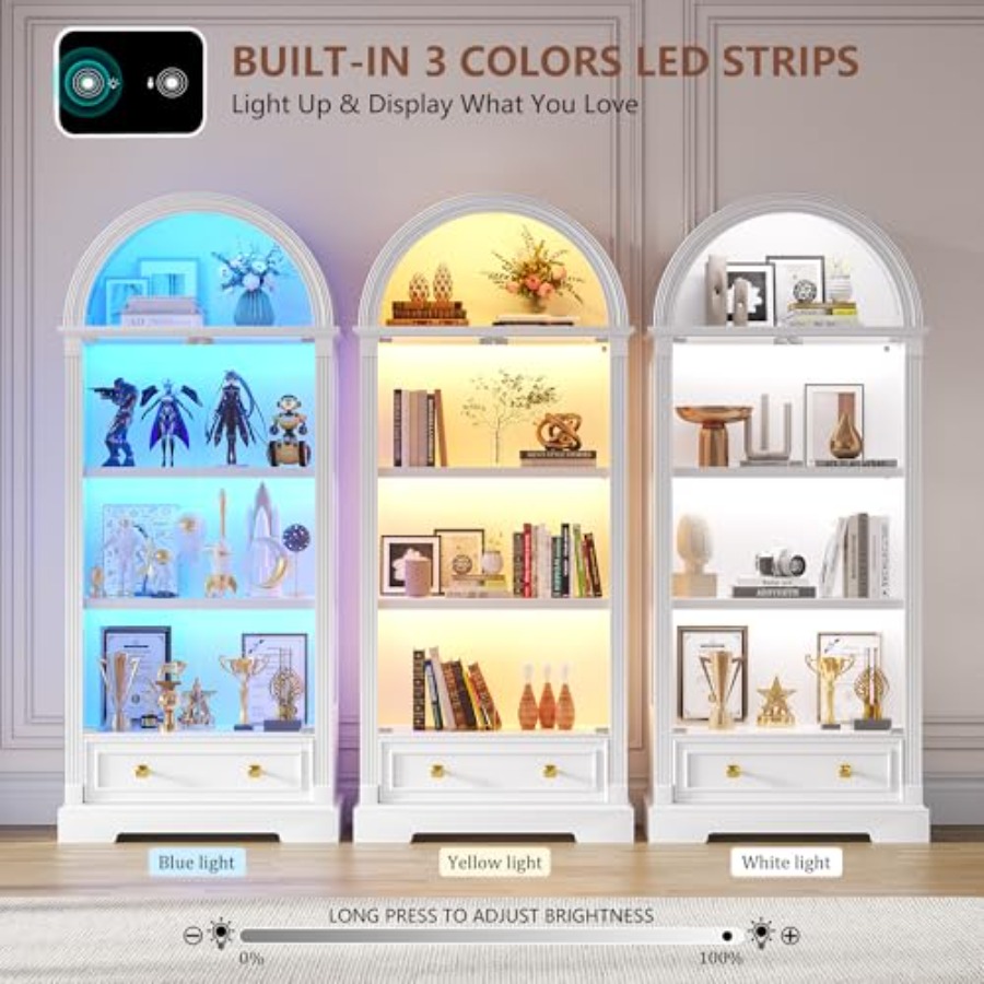 Oturma odası için kavisli vitr - Lighting incelemesi ve fiyatı