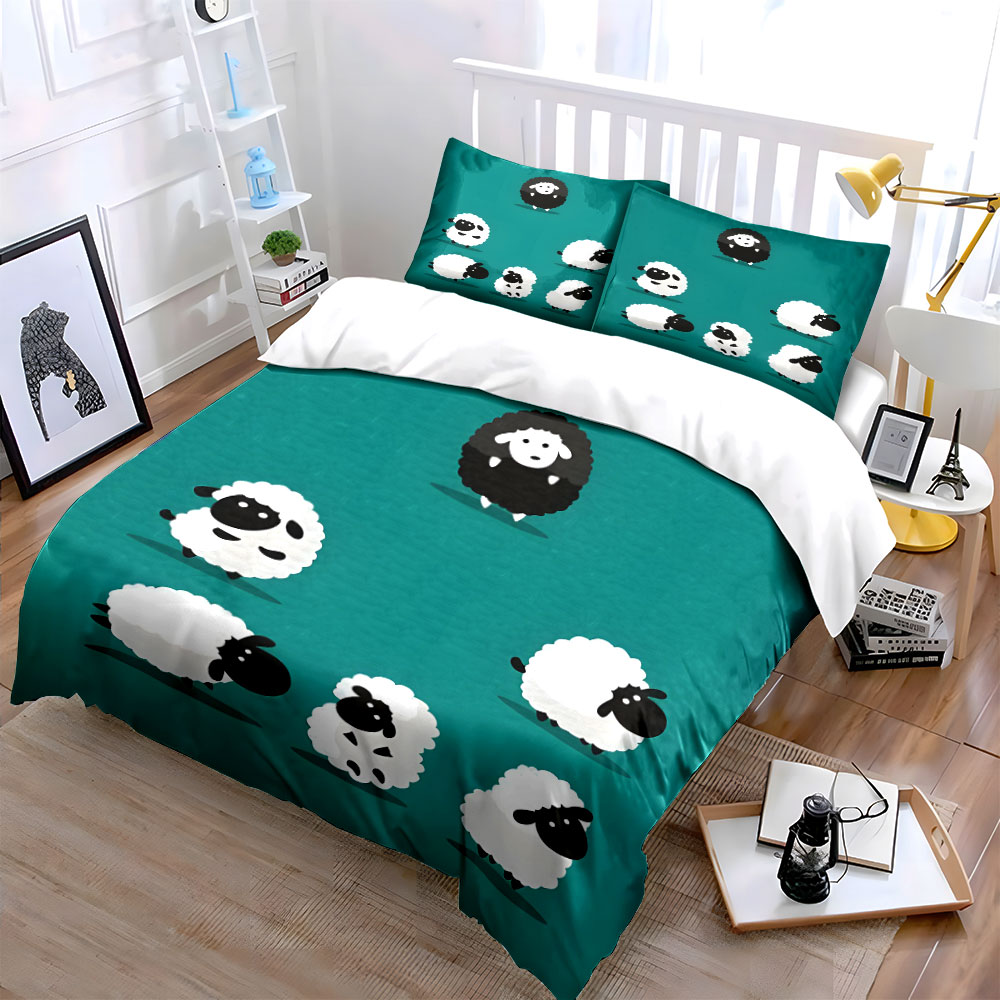 Karikatür koyun ve siyah bir a - Duvet Cover Sets With Zipper incelemesi ve fiyatı