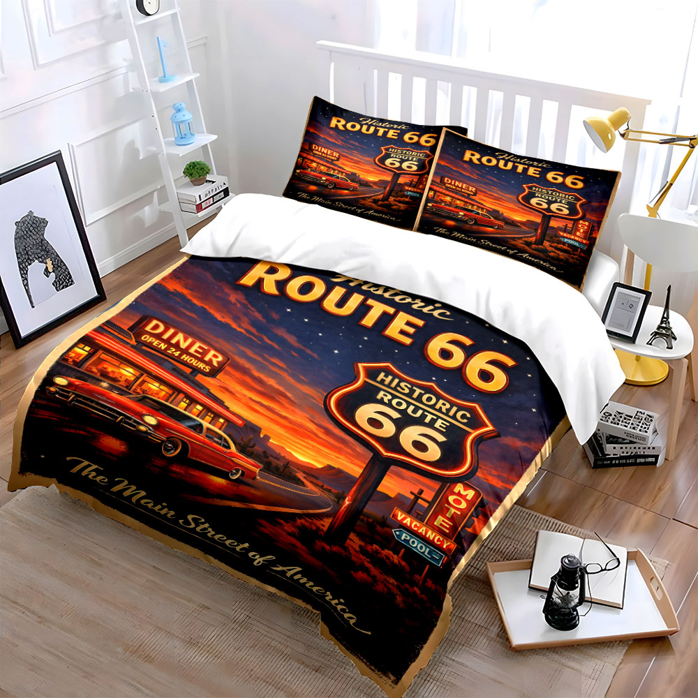 Nostaljik Gece Route 66'da Des - Duvet Cover Sets With Zipper incelemesi ve fiyatı