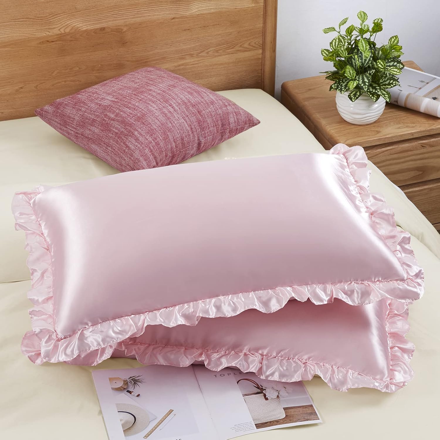 2 adet saten fırfırlı yastık k - Satin Silk Pillowcase Hair Skin incelemesi ve fiyatı