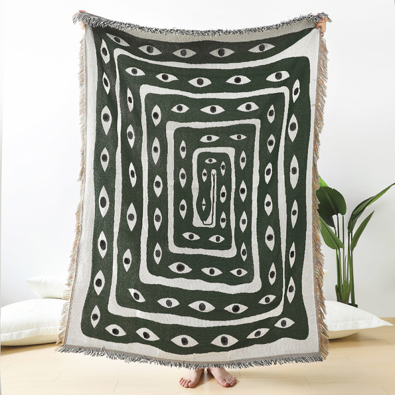 Yeşil Beyaz Nazar Boncuklu Jak - Boho Throw Blanket Fringe incelemesi ve fiyatı